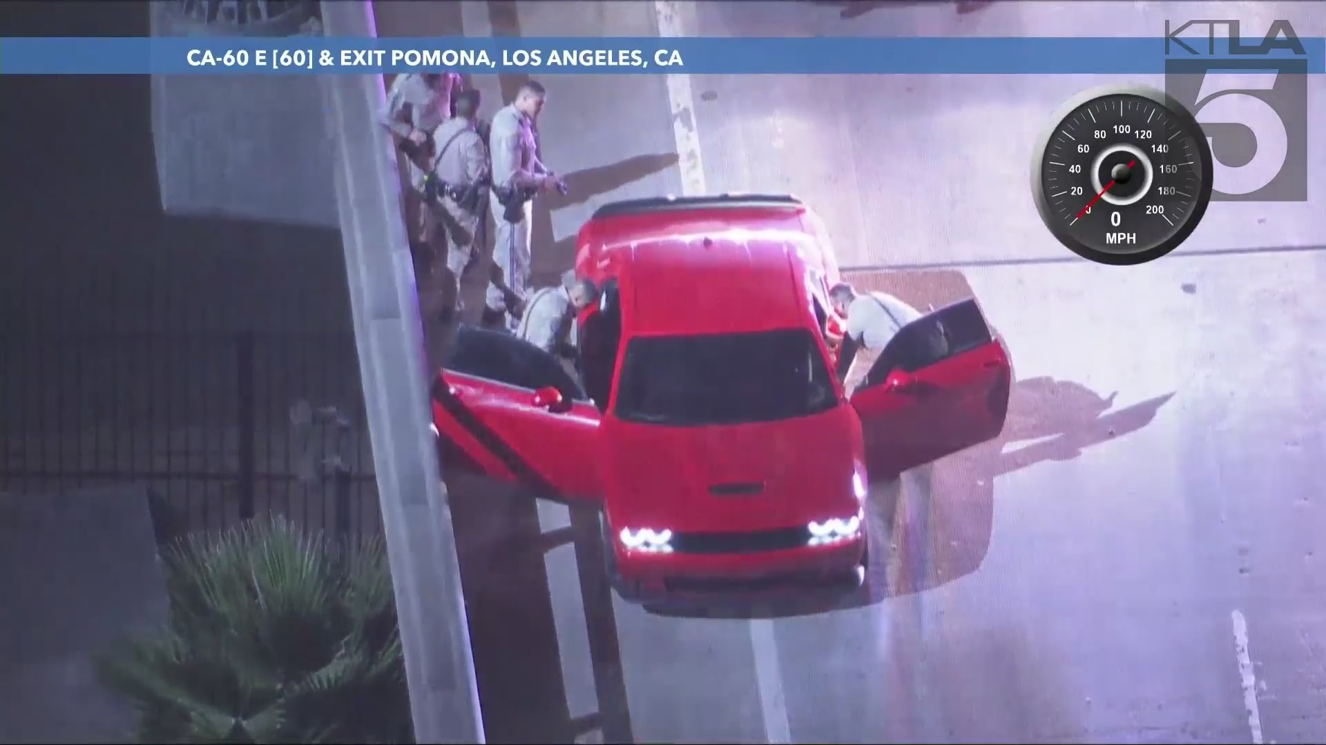 California Highway Patrol officers searched the suspect's vehicle on August 16, 2024. (KTLA)