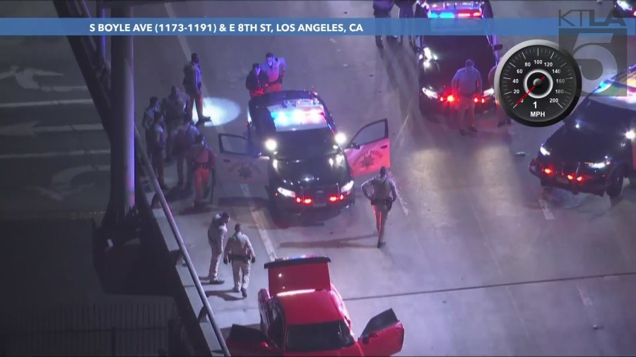 California Highway Patrol officers searched the suspect's vehicle on August 16, 2024. (KTLA)