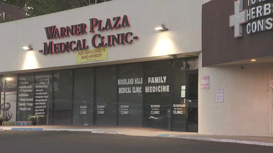 A 61-year-old doctor was shot and killed outside of an urgent care clinic in Woodland Hills on August 23, 2024. (KTLA)