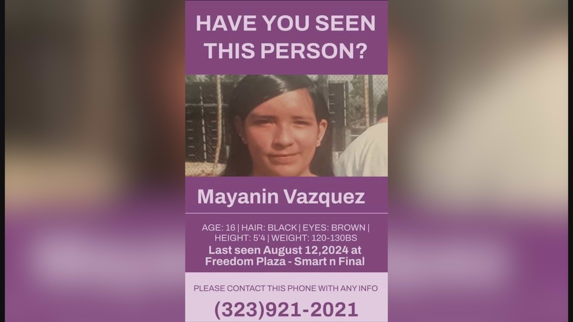 Mayanin Vazquez, 16, was last seen on August 12, 2024. (Vazquez Family)