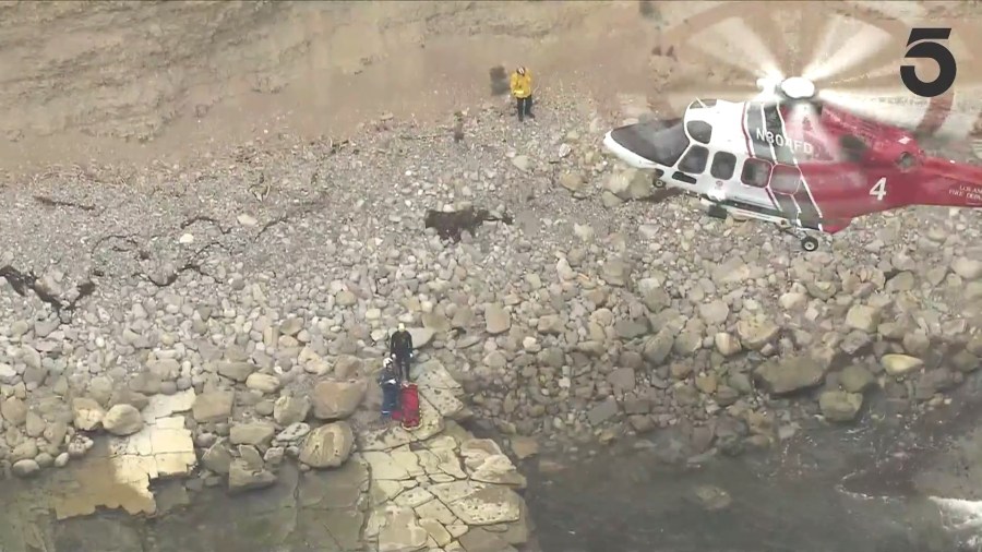 A body was found off a seaside cliff in San Pedro on August 1, 2024. (KTLA)