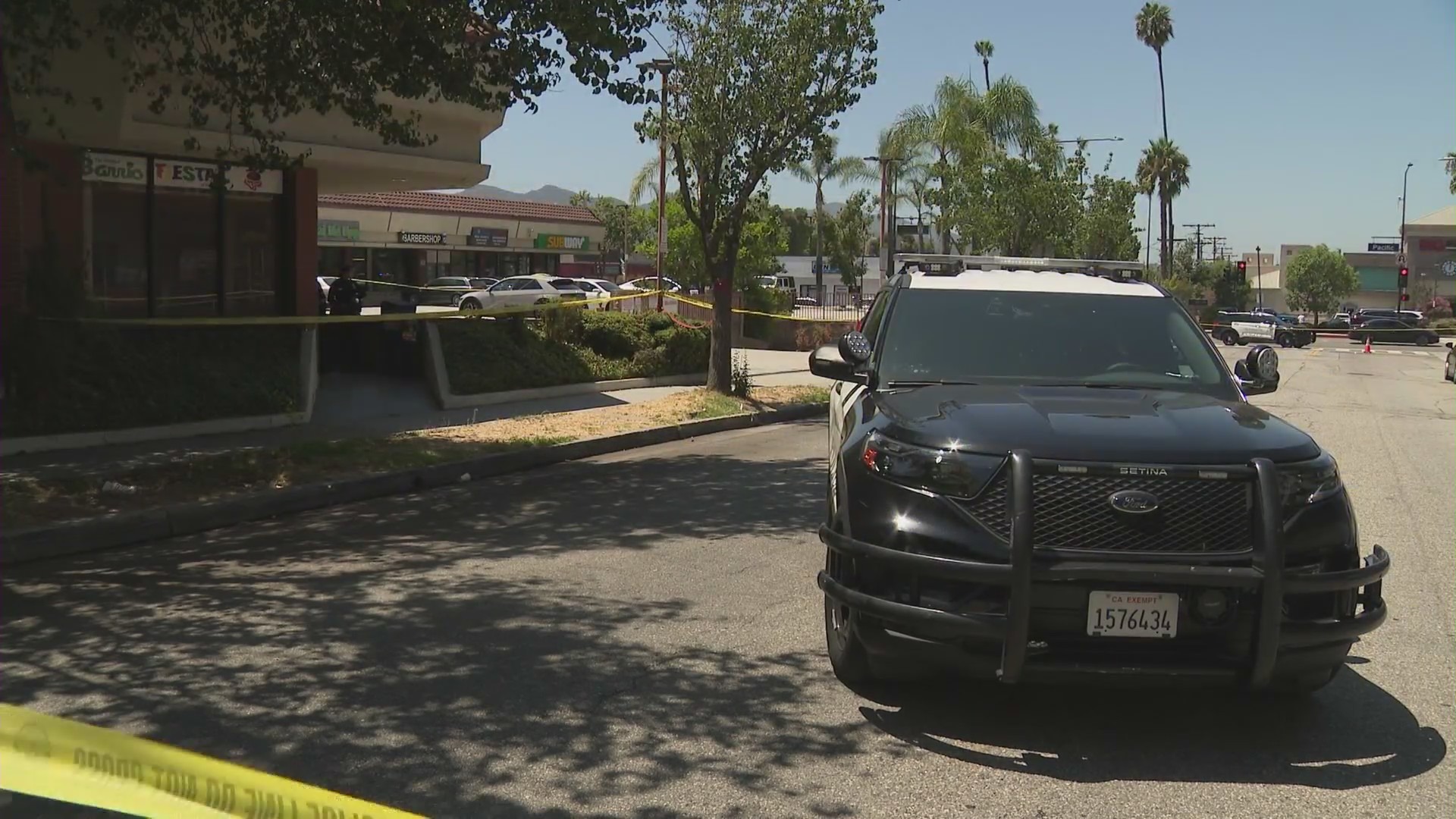 A shooter remains at large after a man was found fatally shot at a Glendale strip mall on August 15, 2024. (KTLA)