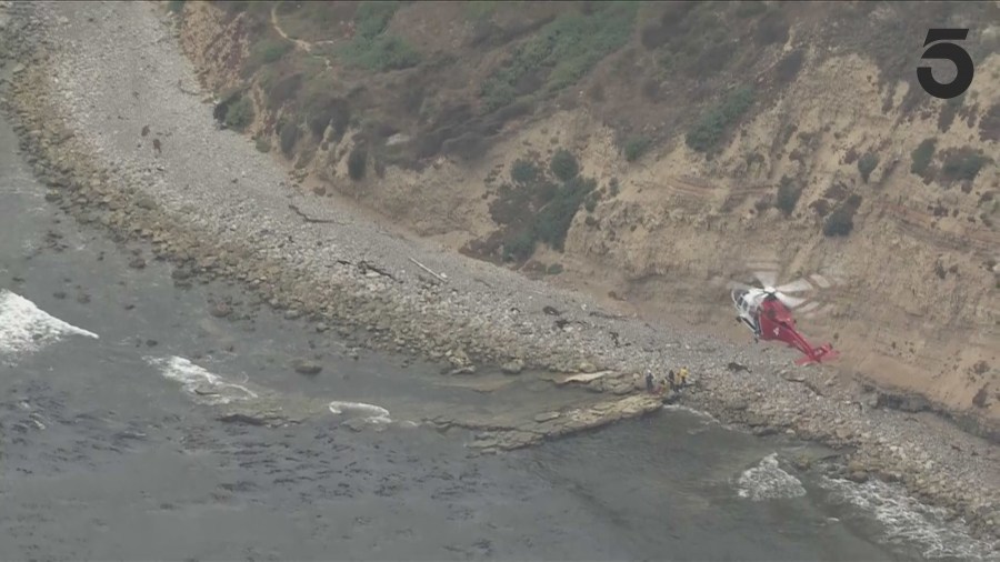 A body was found off a seaside cliff in San Pedro on August 1, 2024. (KTLA)