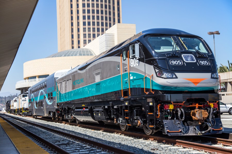 A Metrolink F125 “Spirit” locomotive is shown in this undated photo courtesy of San Bernardino Railroad Historical Society.