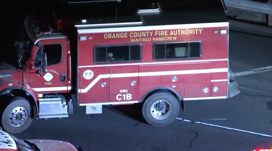 Multiple patients were airlifted to the hospital after a Orange County Fire Authority truck crashed on the 241 Freeway on Sept. 19, 2024. (KTLA)