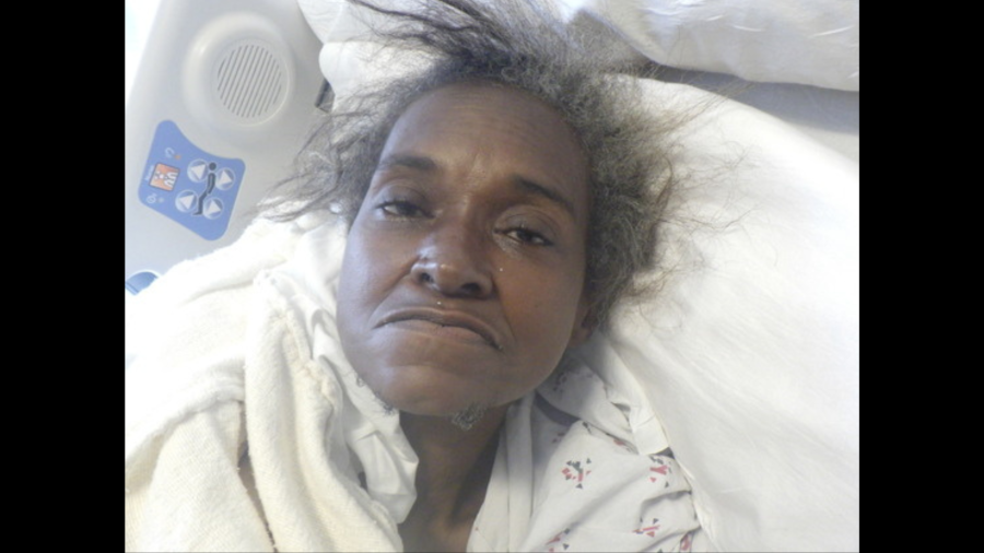 A 58-year-old female patient who was found injured in L.A.’s Skid Row area has been hospitalized since Aug. 27, 2024. (Los Angeles General Medical Center)