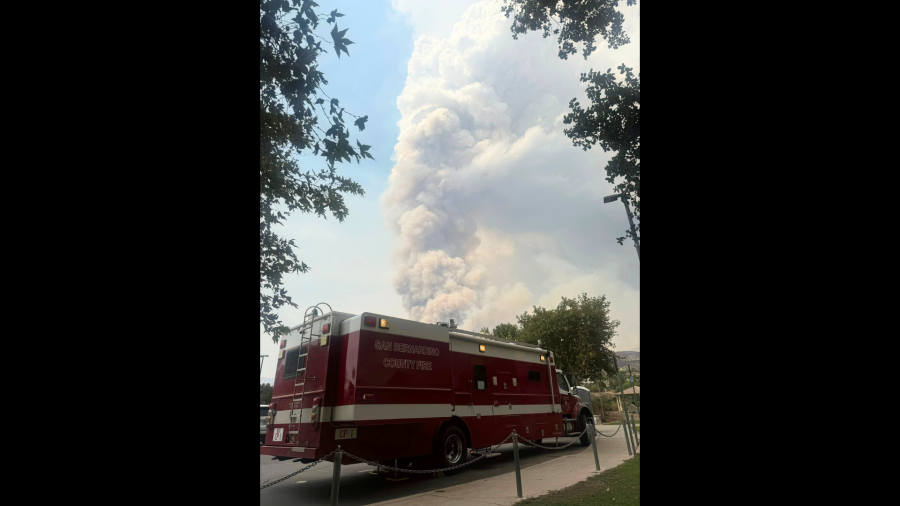 Air and ground crews continue battling the Line Fire in San Bernardino County on September 7, 2024. (U.S. Department of Agriculture Forest Service)