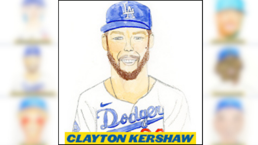 Clayton Kershaw as drawn by a childhood cancer patient from UCLA Health. (Los Angeles Dodgers)