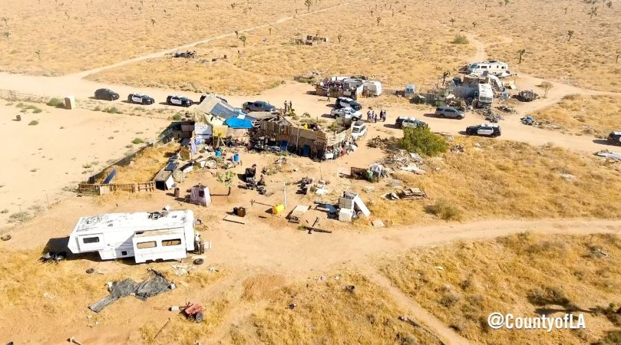 The Palmdale encampment was located in a remote desert area that experienced a scorching heatwave in summer 2024. (Los Angeles County)
