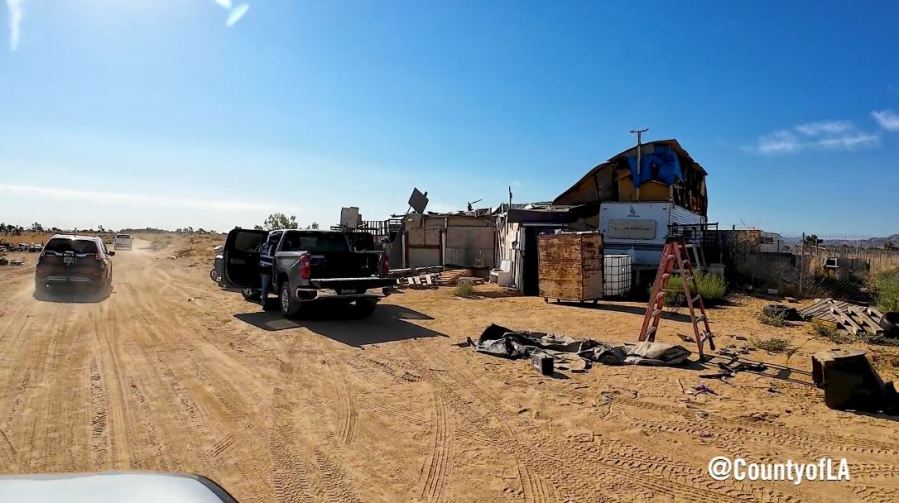 The Palmdale encampment was located in a remote desert area that experienced a scorching heatwave in summer 2024. (Los Angeles County)