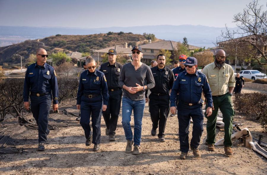 Governor Gavin Newsom visited Highland and walked through neighborhoods on the edge of the Line Fire on September 11, 2024. (California Governor's Office)