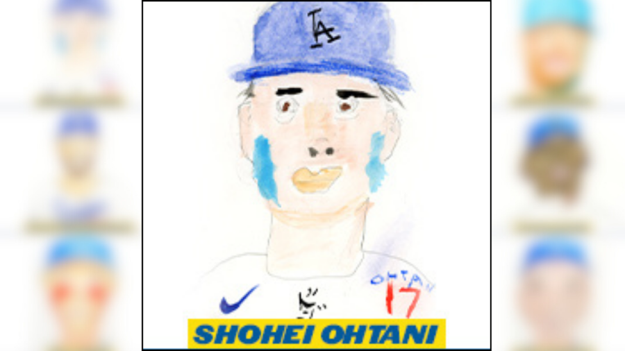 Shohei Ohtani as drawn by a childhood cancer patient from UCLA Health. (Los Angeles Dodgers)