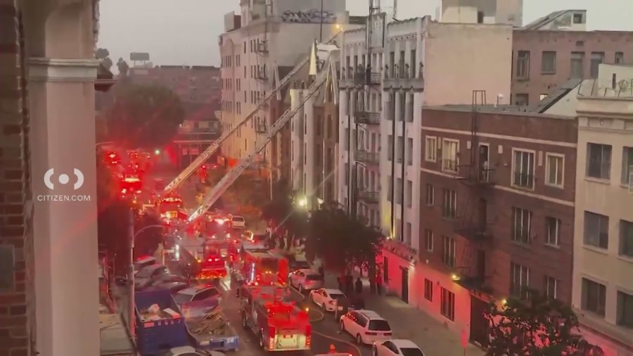 A fire burned through an apartment building in Koreatown in Los Angeles on September 26, 2024. (Citizen)