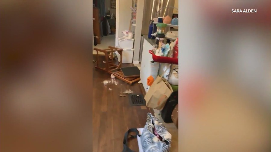 The destruction and mess left behind after a bear broke into a Sierra Madre home in search of food on September 15, 2024. (Sara Alden)