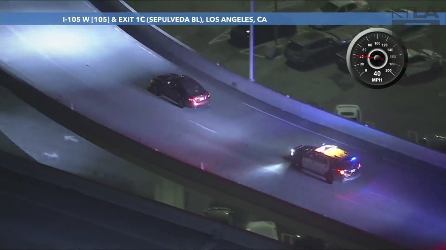 Two carjacking suspects were arrested after leading CHP officers on a high-speed pursuit in a stolen vehicle through L.A. County on September 25, 2024. (KTLA)