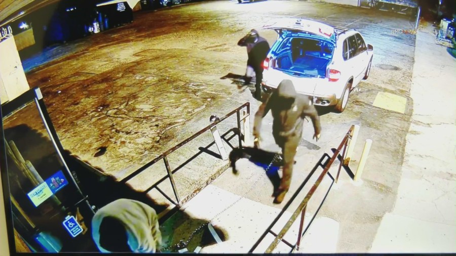 A liquor store in Sylmar was targeted by three male suspects who escaped with an ATM.