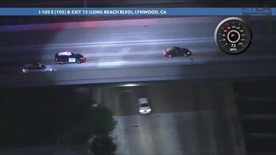Two carjacking suspects were arrested after leading CHP officers on a high-speed pursuit in a stolen vehicle through L.A. County on September 25, 2024. (KTLA)