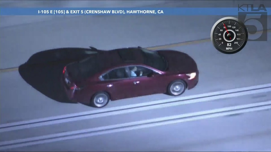 Two carjacking suspects were arrested after leading CHP officers on a high-speed pursuit in a stolen vehicle through L.A. County on September 25, 2024. (KTLA)