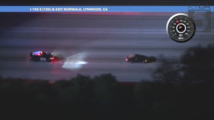 Two carjacking suspects were arrested after leading CHP officers on a high-speed pursuit in a stolen vehicle through L.A. County on September 25, 2024. (KTLA)