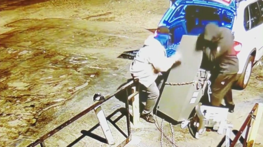 A liquor store in Sylmar was targeted by three male suspects who escaped with an ATM.