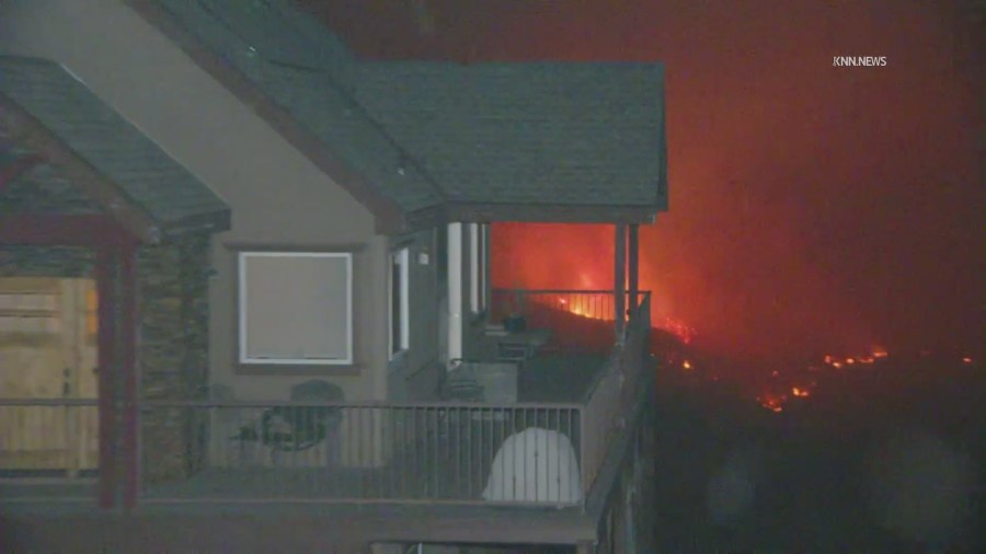 The Line Fire burns in San Bernardino County early Saturday, Sept. 7, 2024. (KNN)