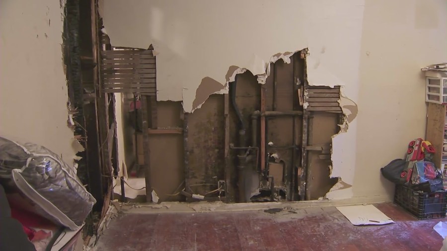 The fire left families displaced after burning through several apartment units and leaving them uninhabitable. (KTLA)