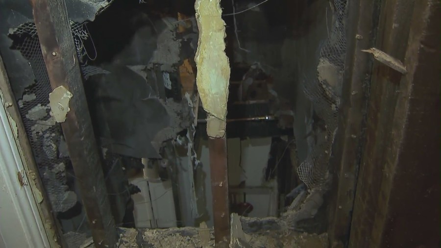 The fire left families displaced after burning through several apartment units and leaving them uninhabitable. (KTLA)