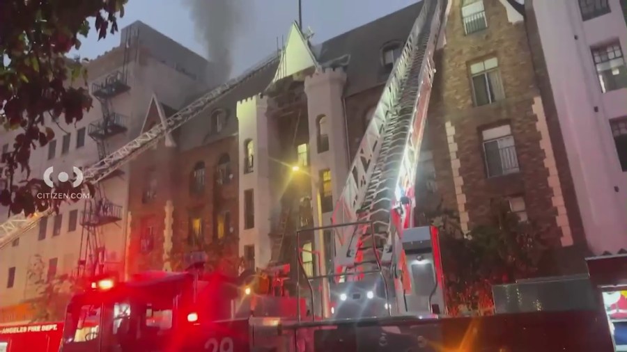 A fire burned through an apartment building in Koreatown in Los Angeles on September 26, 2024. (Citizen)