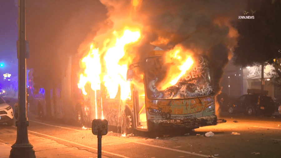 Metro bus fire Echo Park