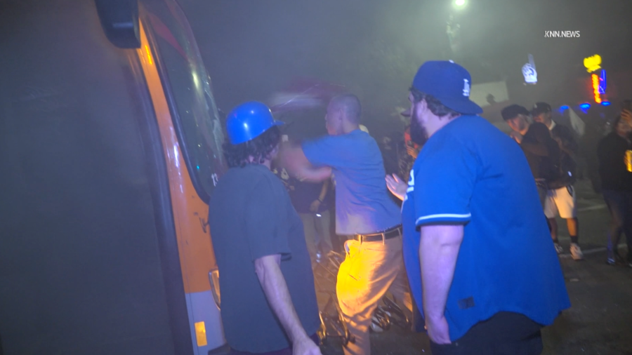 Metro bus fire Echo Park