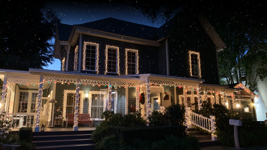 The facade that served as the home of the "Gilmore Girls" is shown decorated for Christmas as part of Warner Bros. Studio Tour's Holidays Made Here event.