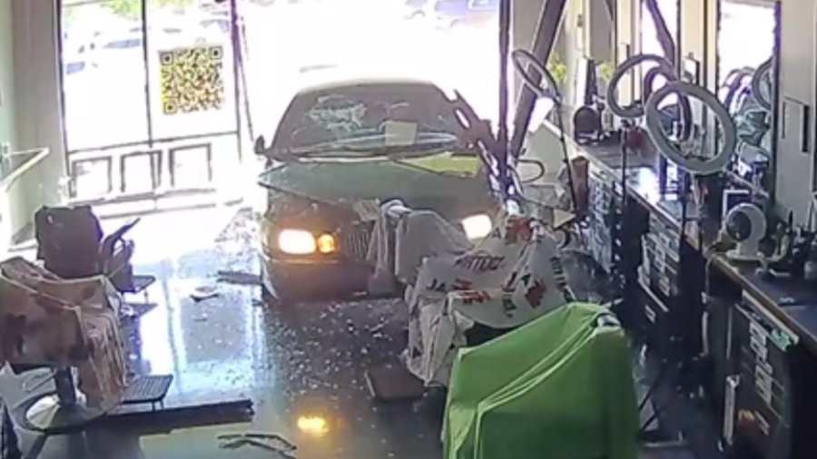 Car into West Covina barbershop