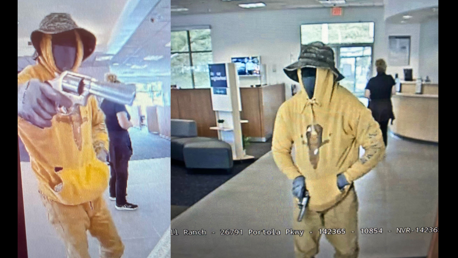 Authorities are searching for an armed suspect who escaped with around $31,000 from a Lake Forest bank on Oct. 17, 2024. (Orange County Sheriff's Department)