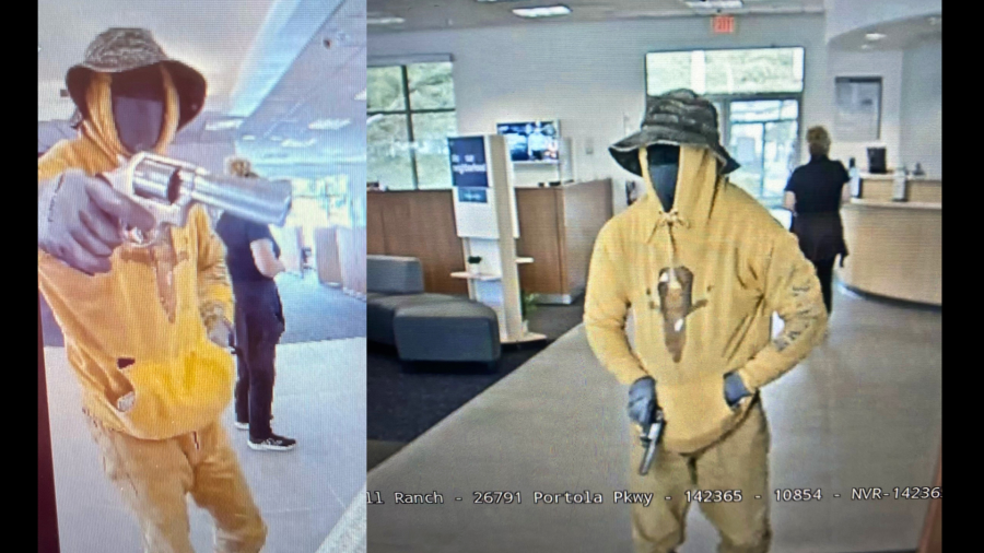 Authorities are searching for an armed suspect who escaped with around $31,000 from a Lake Forest bank on Oct. 17, 2024. (Orange County Sheriff's Department)