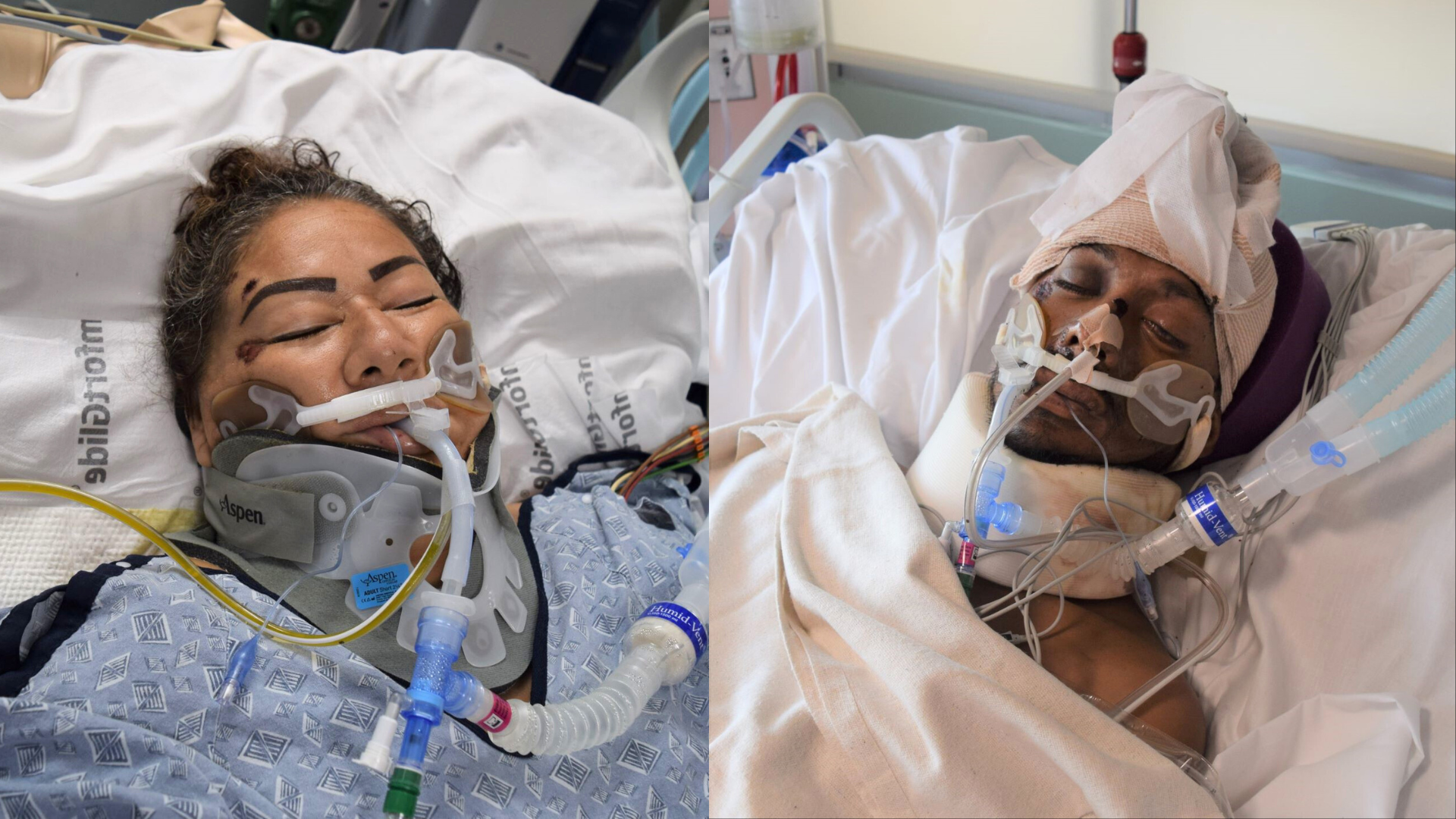 From left: A female patient around 60 years old who was found injured in Willowbrook. / A male patient around 30-40 years old who was found injured in Compton. (St. Francis Medical Center)