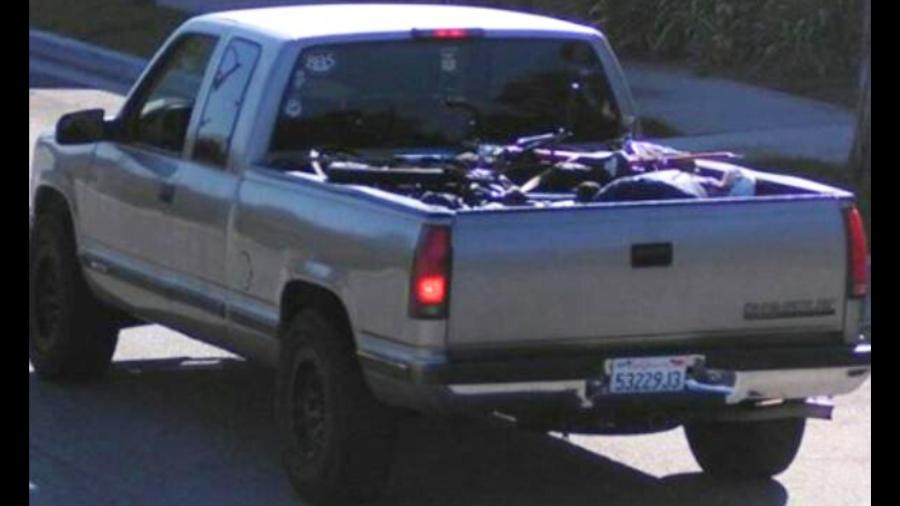 The missing man's gold 1998 Chevrolet Silverado truck with a white hood and California license plate number 53229J3. (Los Angeles County Sheriff's Department)