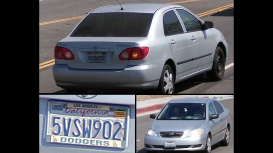 Estevan Mejia's vehicle is a 2006 gray/silver four-door Toyota Corolla sedan with California license plate number 5VSW902. (Los Angeles County Sheriff's Department)