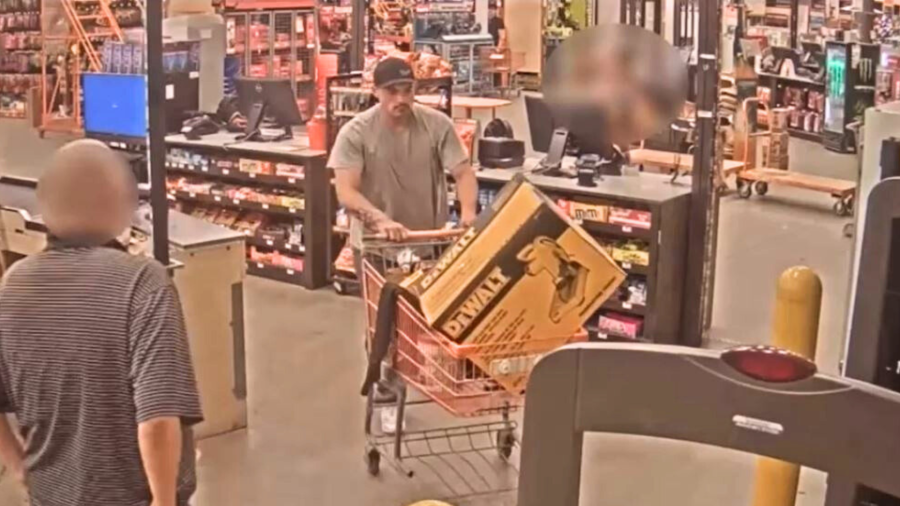 The suspect loaded up a shopping cart with power tools and threatened employees at a Home Depot in Upland on Oct. 16, 2024. (Upland Police Department)