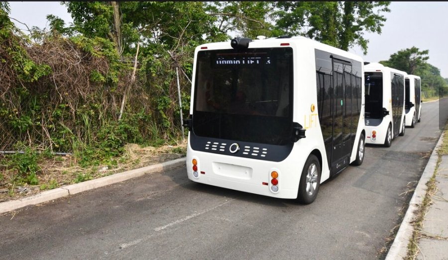 An Ohmio autonomous shuttle is shown in this undated promotional image by the company.