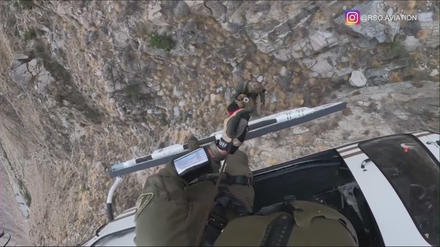 A rocky ravine in Mount San Jacinto where two hikers were rescued from on Oct. 27, 2024. (@rsoaviation)