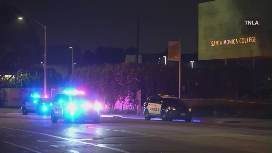 Police investigate a shooting at Santa Monica College on Oct. 14, 2024. (TNLA)
