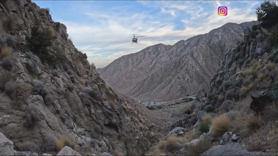 A rocky ravine in Mount San Jacinto where two hikers were rescued from on Oct. 27, 2024. (@rsoaviation)