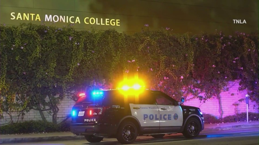 Police investigate a shooting at Santa Monica College on Oct. 14, 2024. (TNLA)