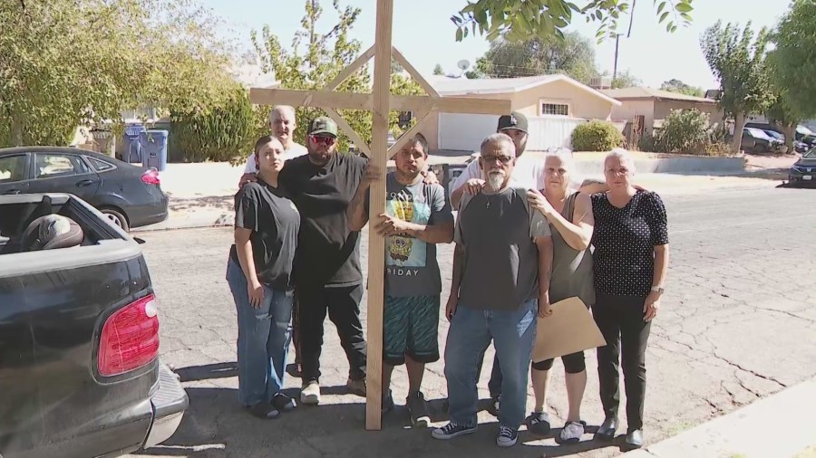 Sarina Rodriguez's loved ones plan to honor her memory by placing a large wooden cross near the spot where she lost her life. (KTLA)