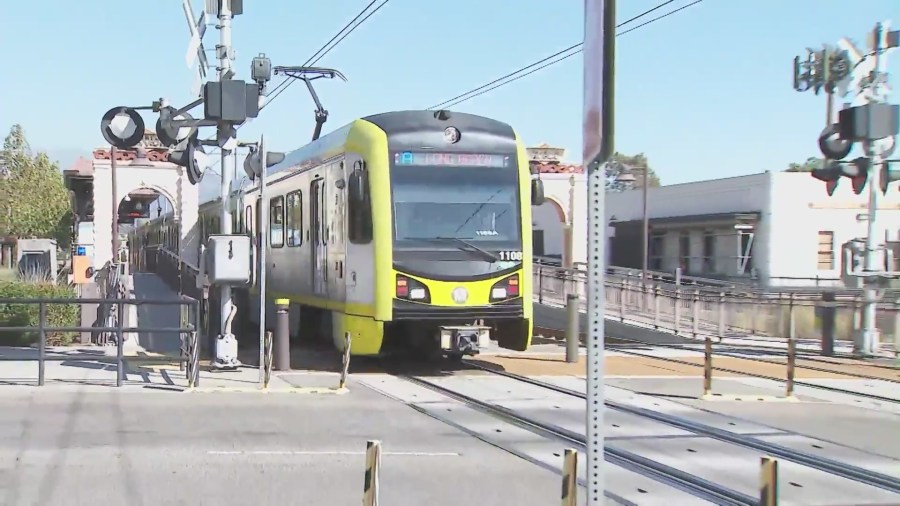 The Metro Line station located directly across from the Target store in Azusa. (KTLA)