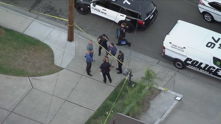 A suspect was arrested after a woman's body was discovered in the backyard of a Costa Mesa home on Oct. 22, 2024. (KTLA)