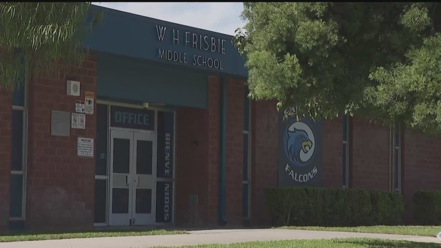 Frisbie Middle School in Rialto, California. (KTLA)