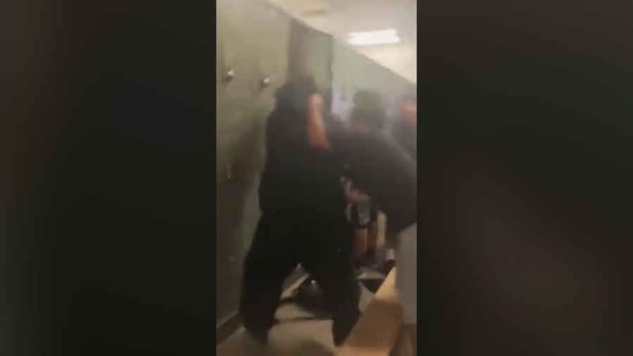 Cellphone video captured the moment a student was stabbed during a fight in a locker room at Frisbie Middle School in Rialto on Oct. 11, 2024. 