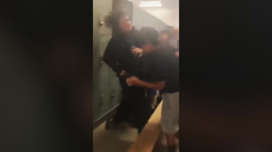 Cellphone video captured the moment a student was stabbed during a fight in a locker room at Frisbie Middle School in Rialto on Oct. 11, 2024. 
