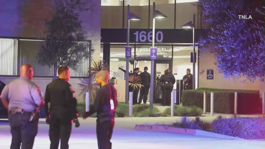 Police investigate a shooting at Santa Monica College on Oct. 14, 2024. (TNLA)